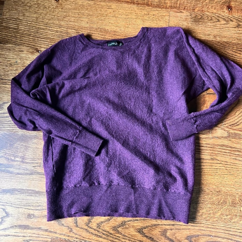 EUC Cynthia Rowley Purple Long Sleeve Button Down Back Sweater Sz M